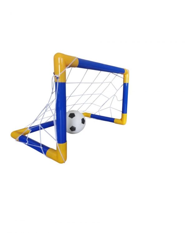 kit mini golzinho + bola + bomba para meninos infantil futebol Pais & Filhos cor azul - Imagem 2