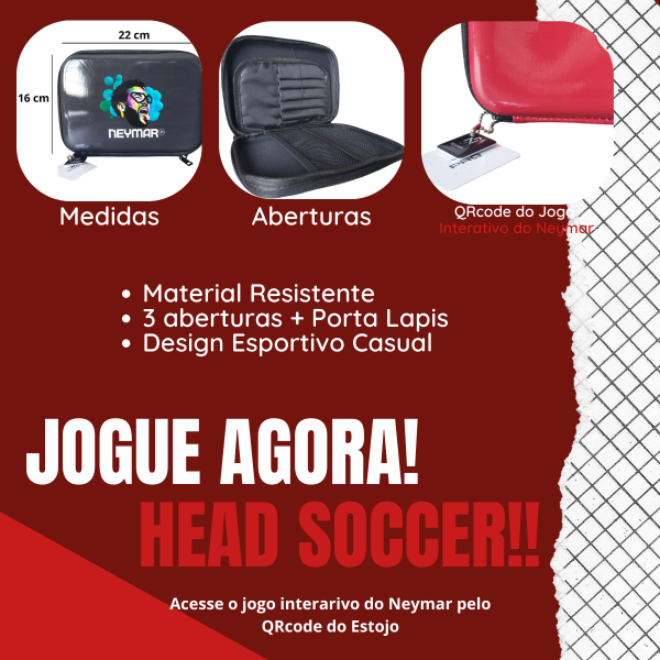 Bolsa De Lápis Esportiva Football Star Neymar Bolsa De Lápis VERMELHA - Imagem 8