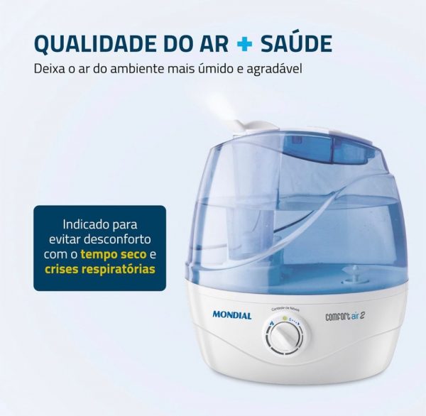 Umidificador De Ar Ultrassônico Mondial Comfort Air 2 Nua-02 Cor Branco e Azul BIVOLT - Imagem 6