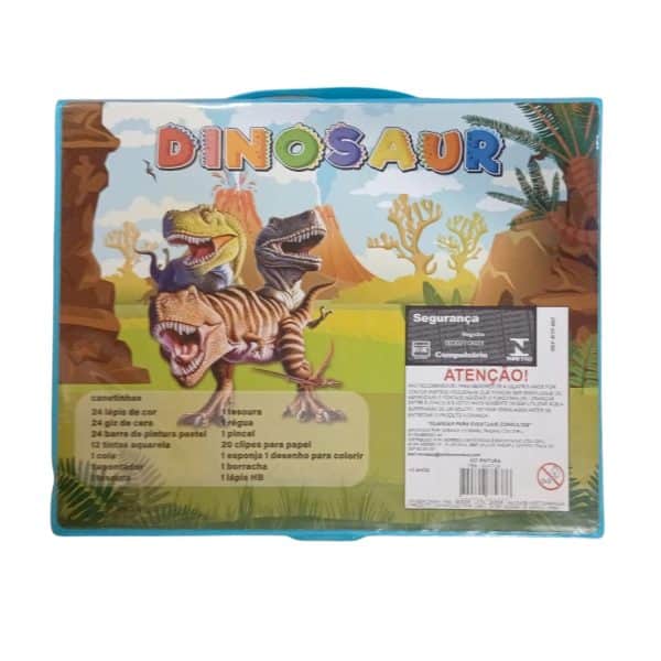 Kit Escolar Menino Maleta Grande Pintura 150 Pçs Dinossauro Premium - Imagem 6