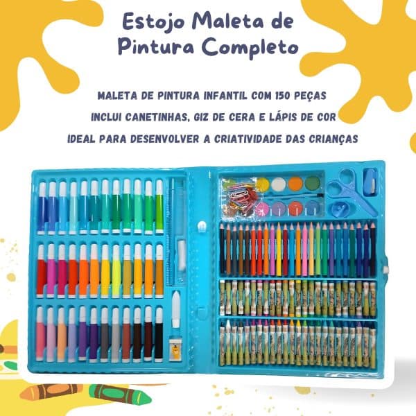 Kit Escolar Menino Maleta Grande Pintura 150 Pçs Dinossauro Premium - Imagem 8
