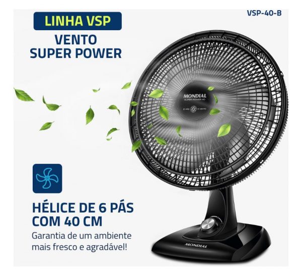 Ventilador de Mesa 40cm Super Power Mondial 140W - VSP-40-B