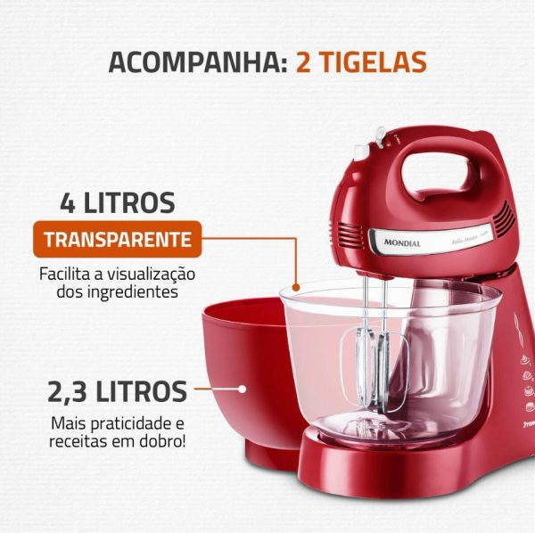 Batedeira Bella Massa Mondial 500W - B-29 NP 110v - Imagem 6