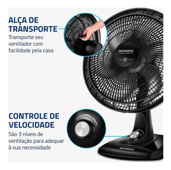 Ventilador de Mesa 40cm Super Power Mondial 140W - VSP-40-B - Imagem 6