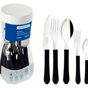 Jogo De Talheres Tramontina Leme Faqueiro 20 Pçs C/ Pote