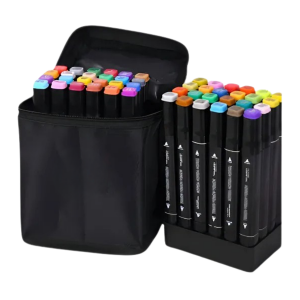 Conjunto Estojo Caneta Permanente Ponta Dupla para colorir 24 Unidades Touch