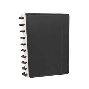 Caderno 8 Discos Inteligente com elastico 80 Folhas Pautadas Médio Diário PRETO