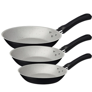 Jogo de Frigideiras Tramontina Antiaderente Starflon Max 3 peças Caribe Preto Cabo antitermico