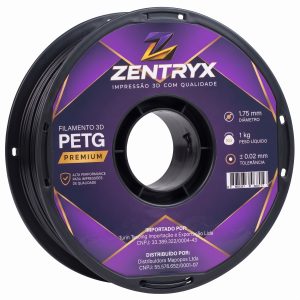 Filamento 3d Petg Preto Zentryx 1kg 1.75mm Premium