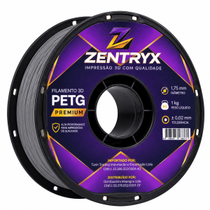 Filamento 3d Petg Cinza Zentryx 1kg 1.75mm Premium